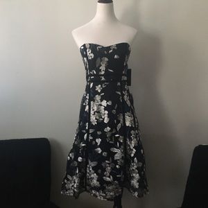 Black Floral Embroidered Dress NWT
